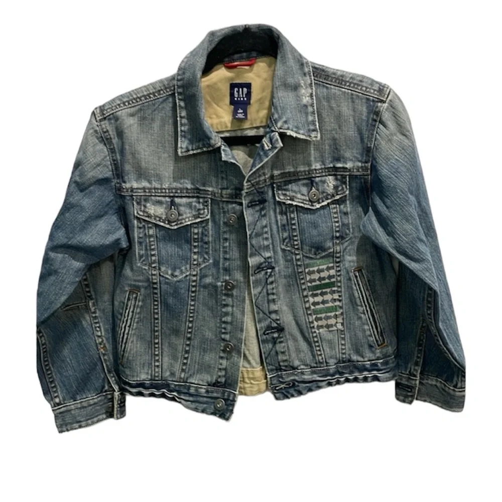 NWOT Gap kids distressed unisex denim jean school casual jacket. Size Large